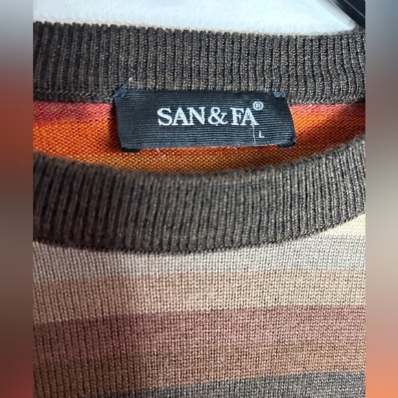 San & Fa Sweaters | Striped Fall Colors Wool Acrylic Blend Size Large - Picture 3 of 6